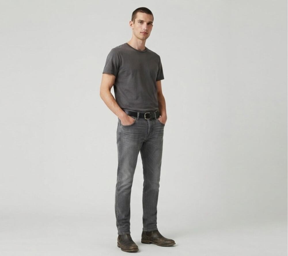 Nudie Jeans Co Grim Tim Grey Wave Slim Straight Organic Denim Jeans Sz 32x32 EUC